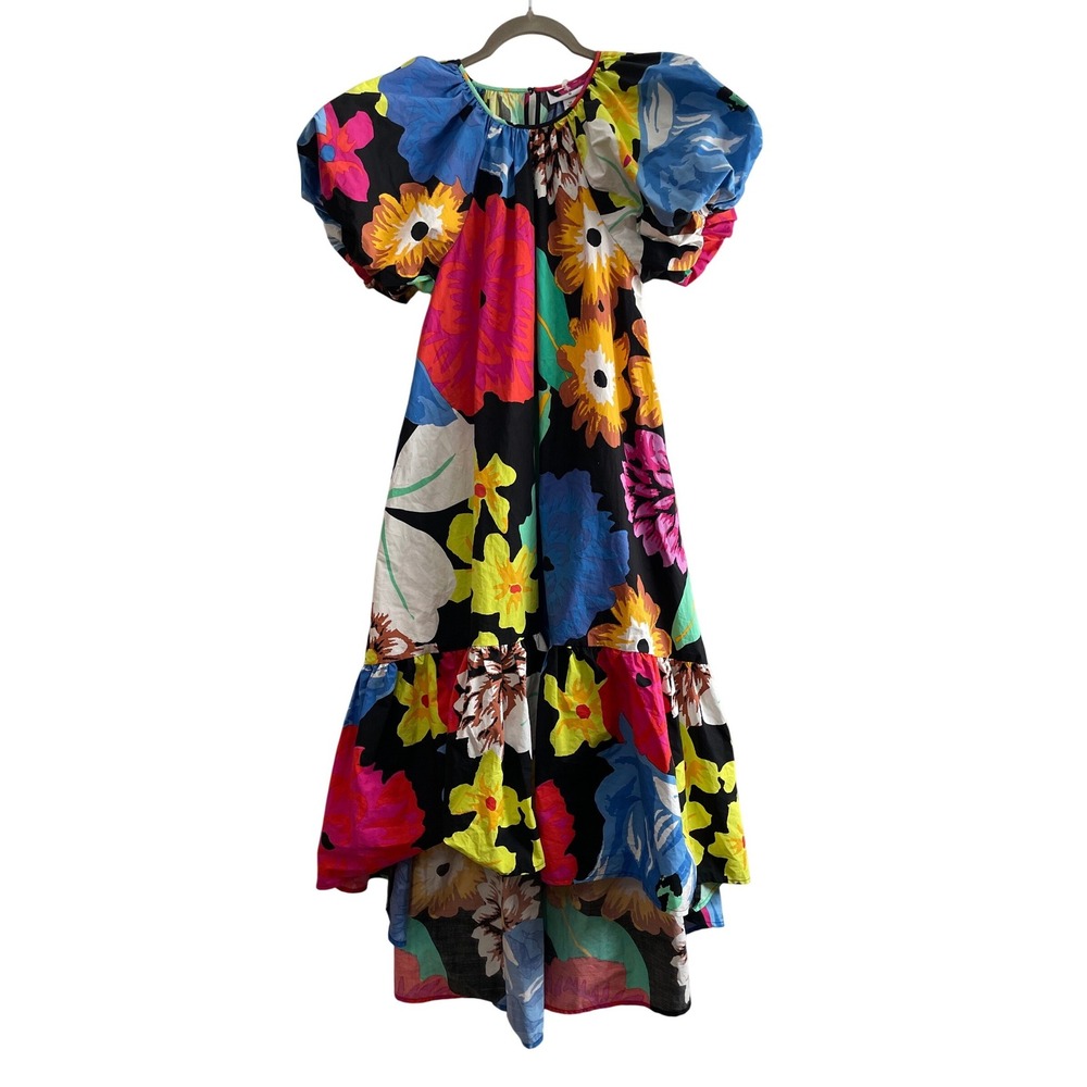 Christopher John Rogers Target Floral Puff Sleeve High Low Midi Dress XS